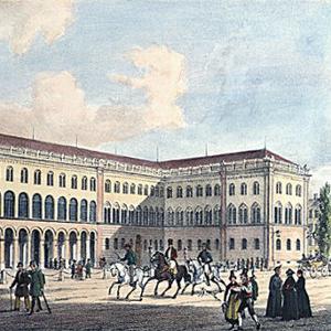 Historische Abbildung des LMU Hauptgebäudes.
