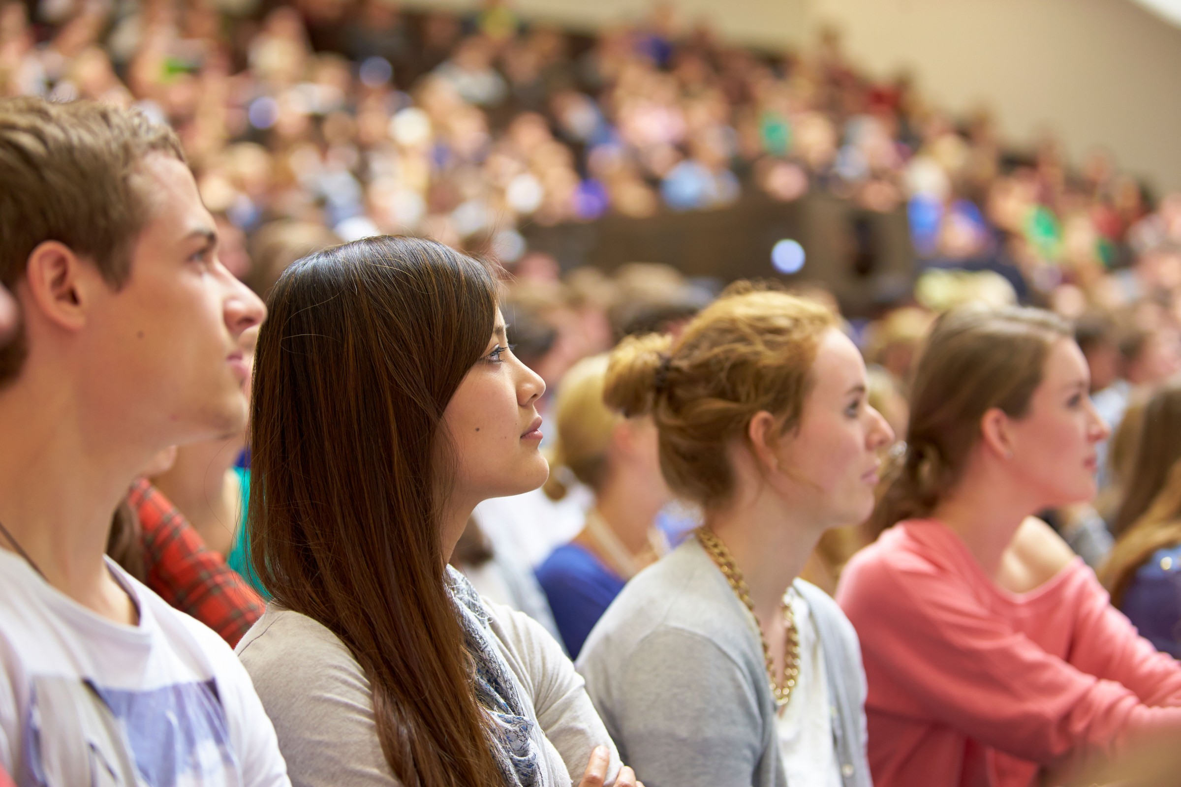 Students during a lecture in the main auditorium