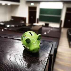 A piggy bank in the lecture room