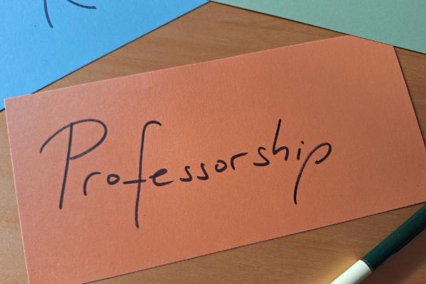 Presentation card with the text Professorship