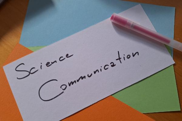 Presentation card with the text Science Communication