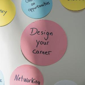 Post-it saying Design your career