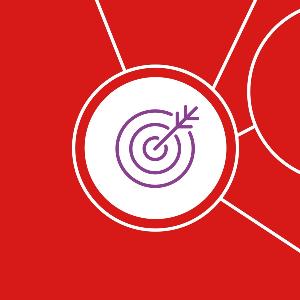 Roter Hintergrund mit einem Zielscheiben-Icon
