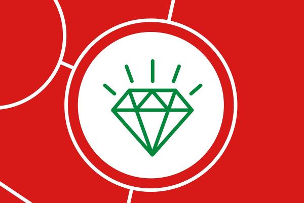 Roter Hintergrund mit einem Diamant-Icon