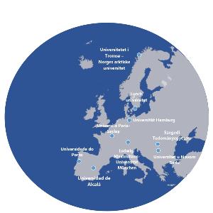 Europa-Karte mit EUGLOH Partneruniversitäten