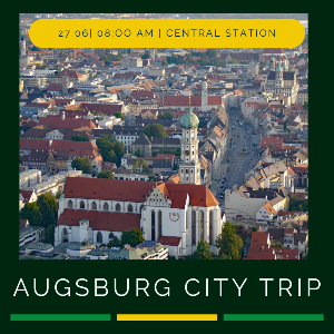 Announcement TutoRIA trip to Augsburg with picture of the city of Augsburg