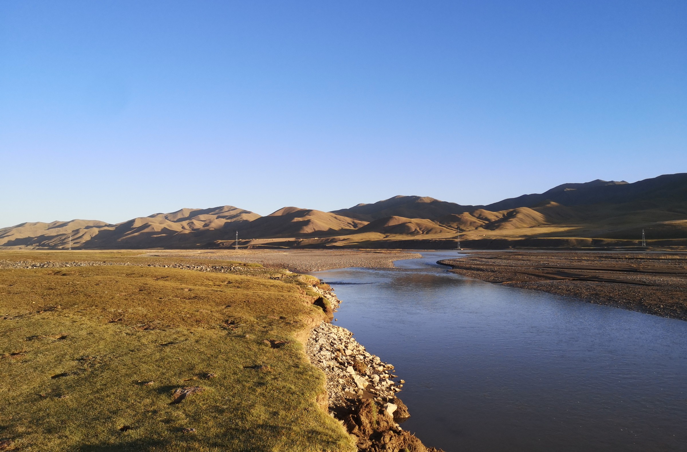 Flusslandschaft auf dem Qinghai-Tibet-Plateau