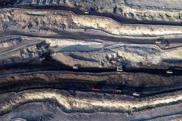 Coal mining in Mongolia from above.