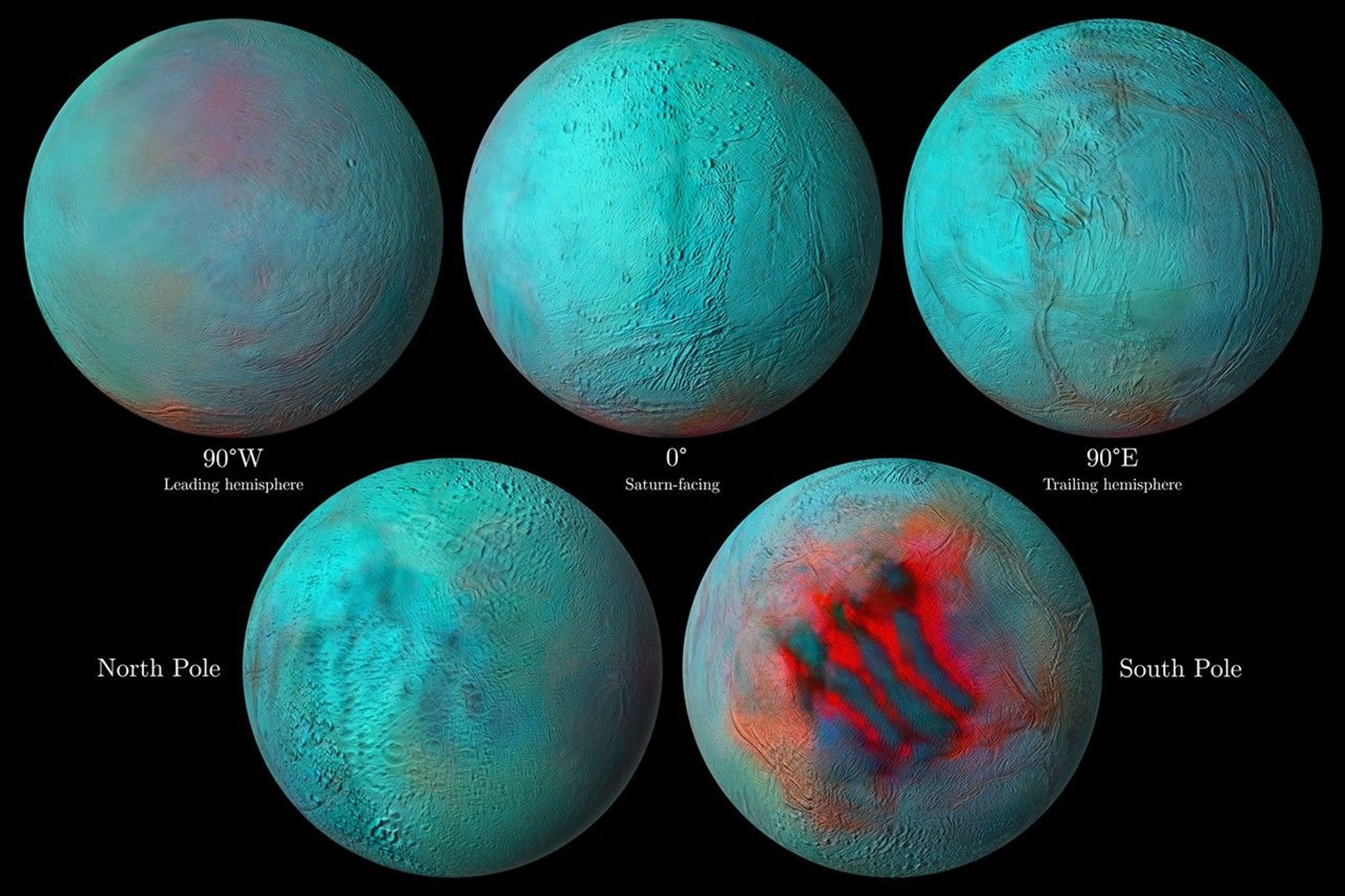 Infrared images of Saturn´s moon Enceladus.