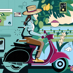 Illustration: Vom Hörsaal… aufs Reisfeld