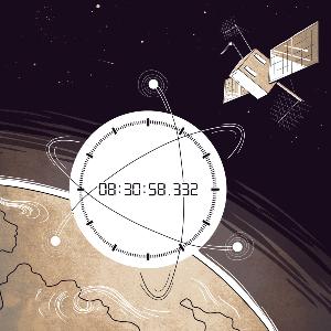 Illustration: Ein Satellit im Orbit