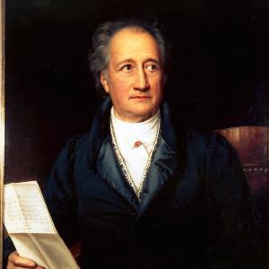 Painted portrait of Goethe holding a letter in his hand