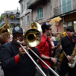 Jazz Band march down Royal Street