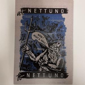 Propagandaflugblatt mit gezeichnetem Neptun