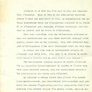 Brief des französischen Außenministers Robert Schuman