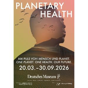 The poster looks like a double exposure, featuring a man´s head and a landscape shot with sand, the sea, mountains, and birds.