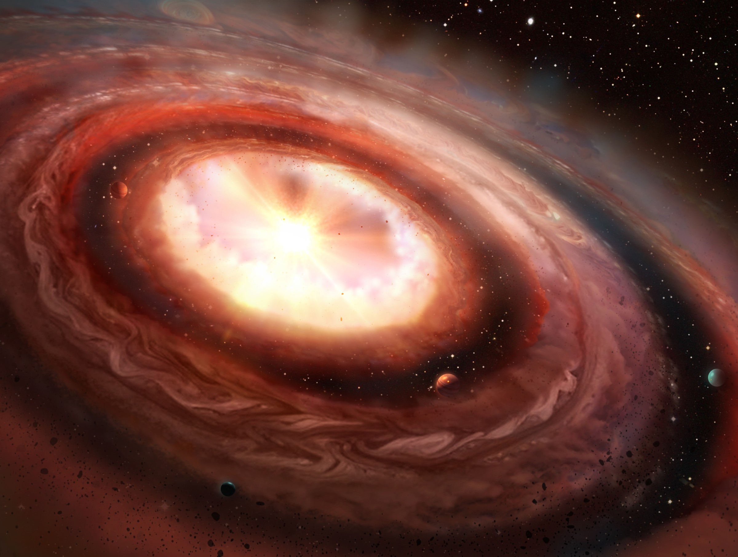 Simulation, wie aus Gas- und Staubscheiben Planeten entstehen können